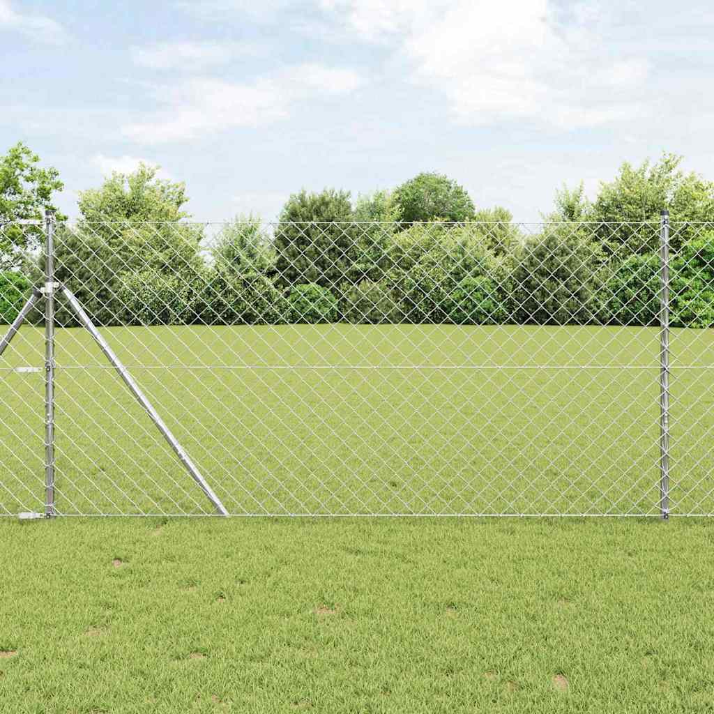 vidaXL Fijación de suelo para cercas de malla 10 x 1,4 m Plateado