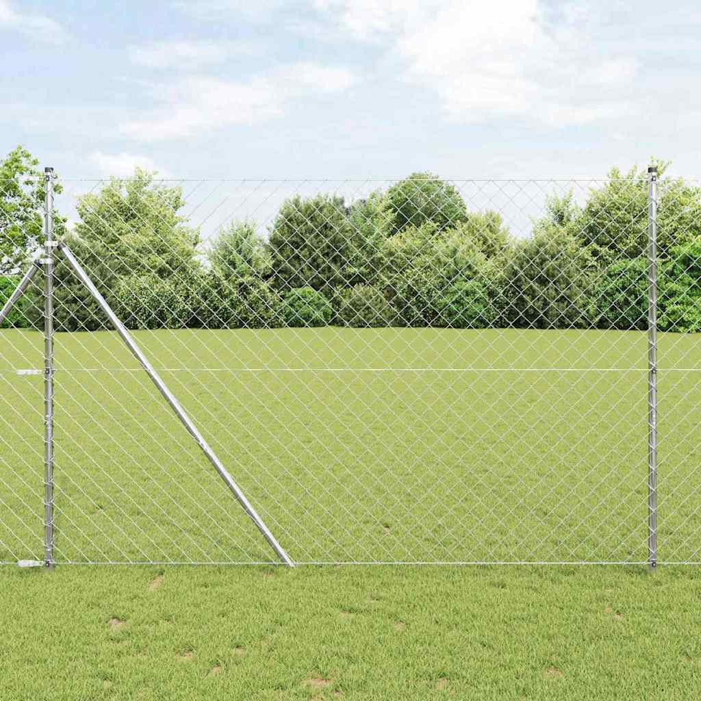 vidaXL Fijación de suelo para cercas de malla 10 x 1,6 m Plateado