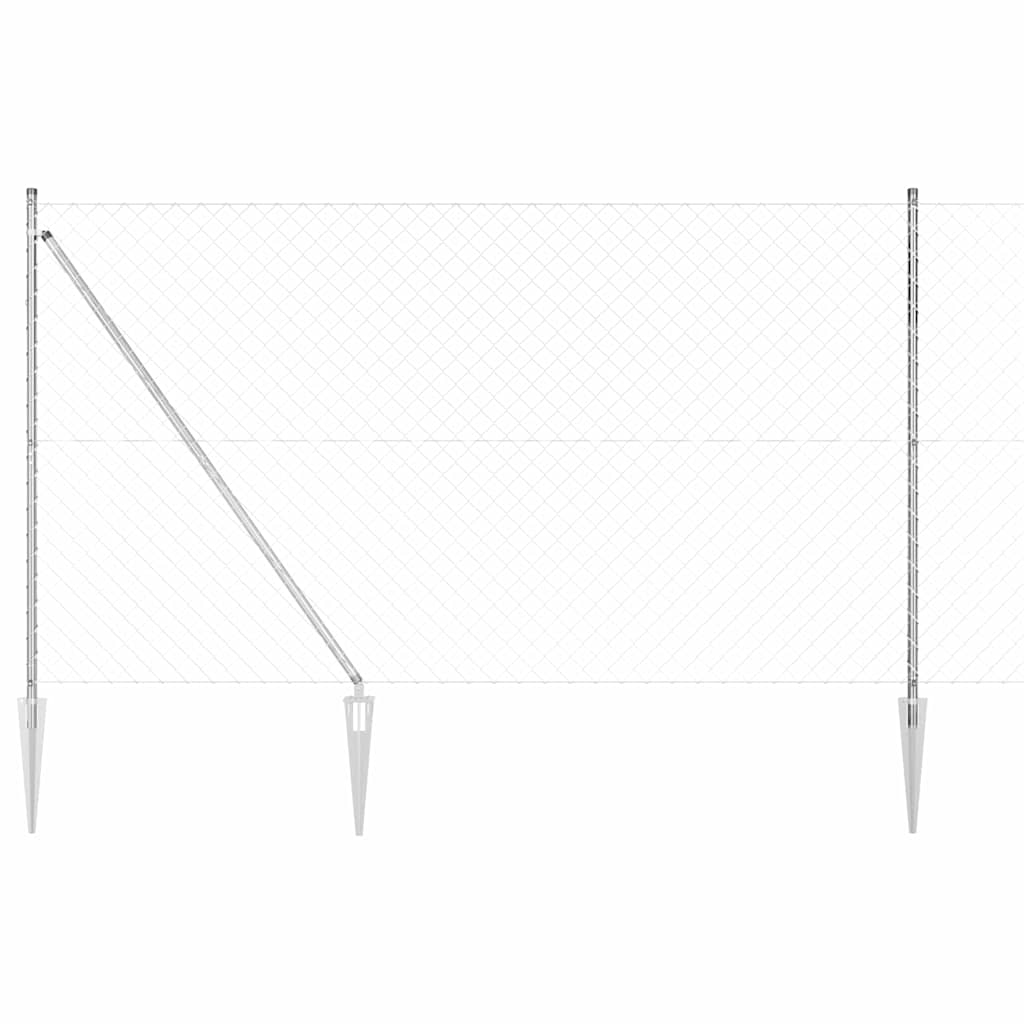 vidaXL Valla de eslabones con picos 10 x 1,5 m Acero Galvanizado Malla
