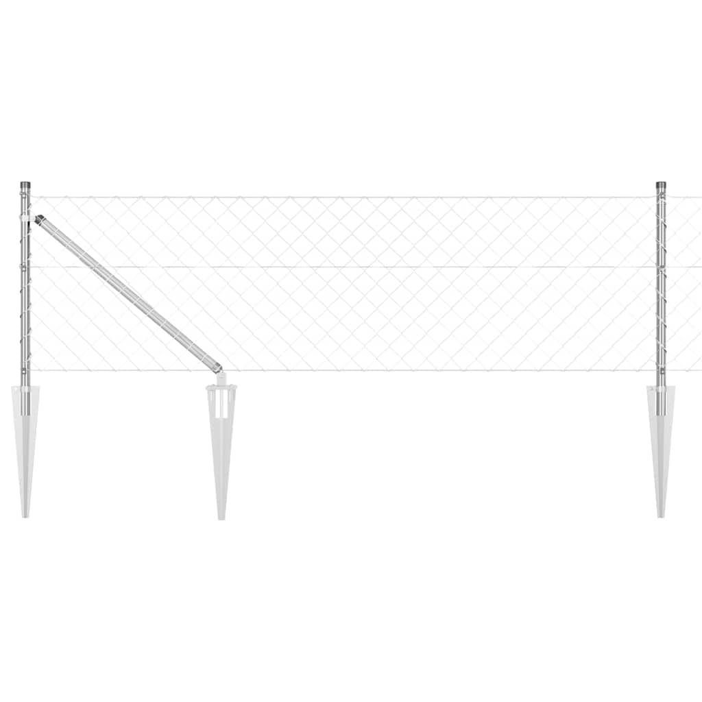 vidaXL Valla de eslabones con picos 25 x 0,6 m Acero Galvanizado Malla