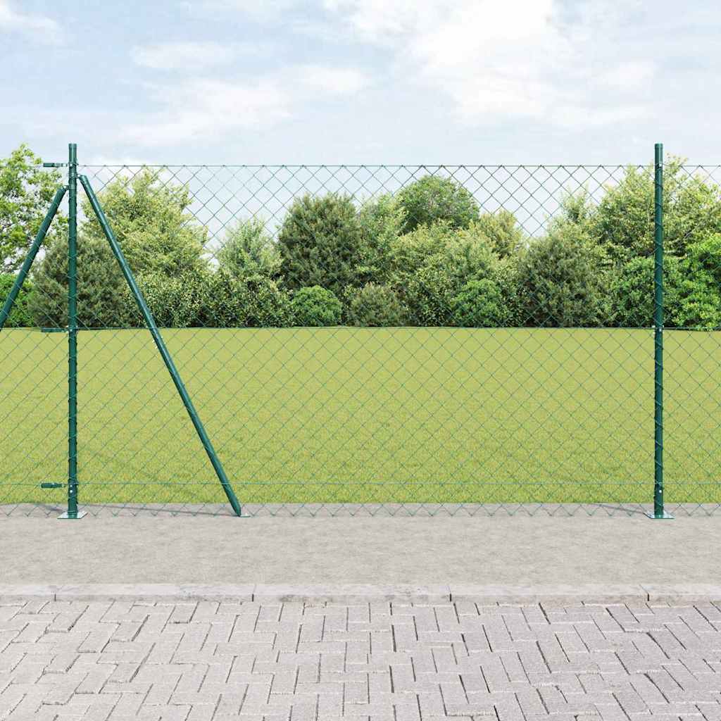 vidaXL Cerca de eslabones de cadena con base de concreto 25 x 1,4 m