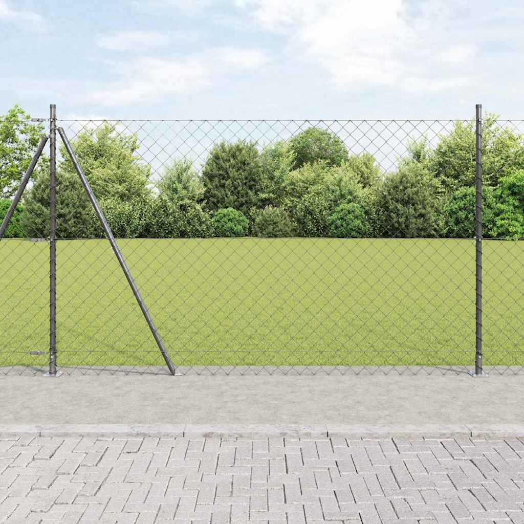 vidaXL Cerca de eslabones de cadena con base de concreto 25 x 1,5 m