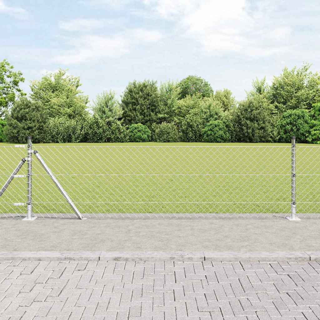 vidaXL Cerca de eslabones de cadena con base de concreto 25 x 0,4 m