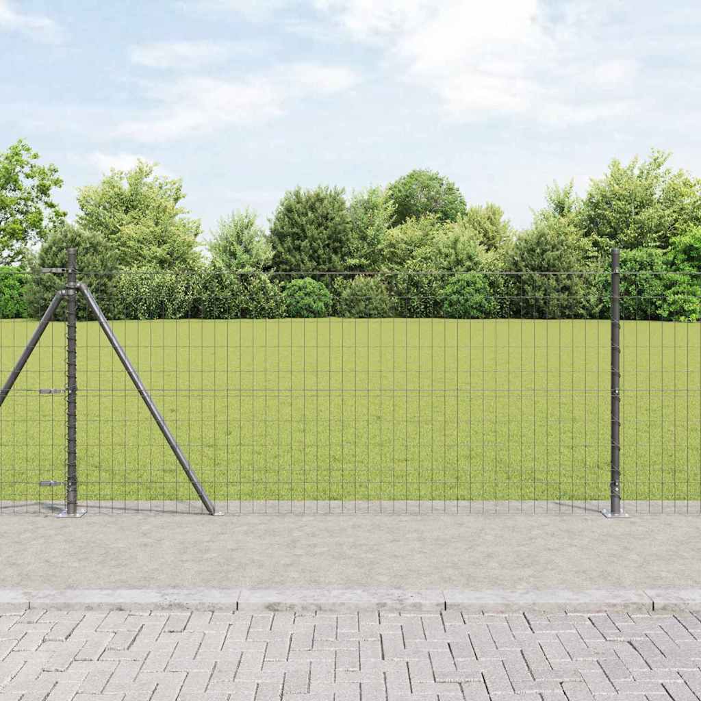 vidaXL Valla Euro con Base de Hormigón 10 x 1 m Gris Malla