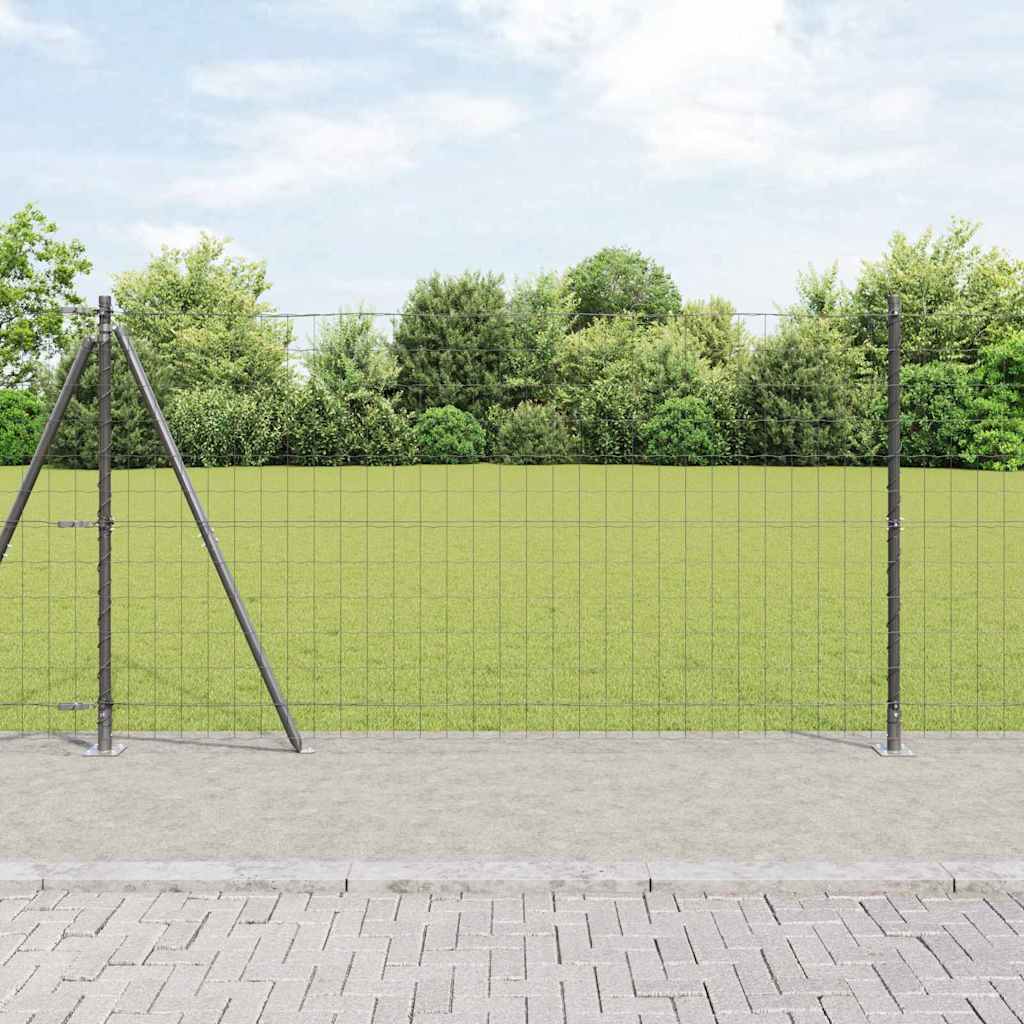 vidaXL Valla Euro con Base de Hormigón 10 x 1,2 m Gris Malla