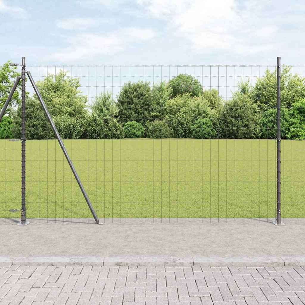 vidaXL Valla Euro con Base de Hormigón 10 x 1,4 m Gris Malla
