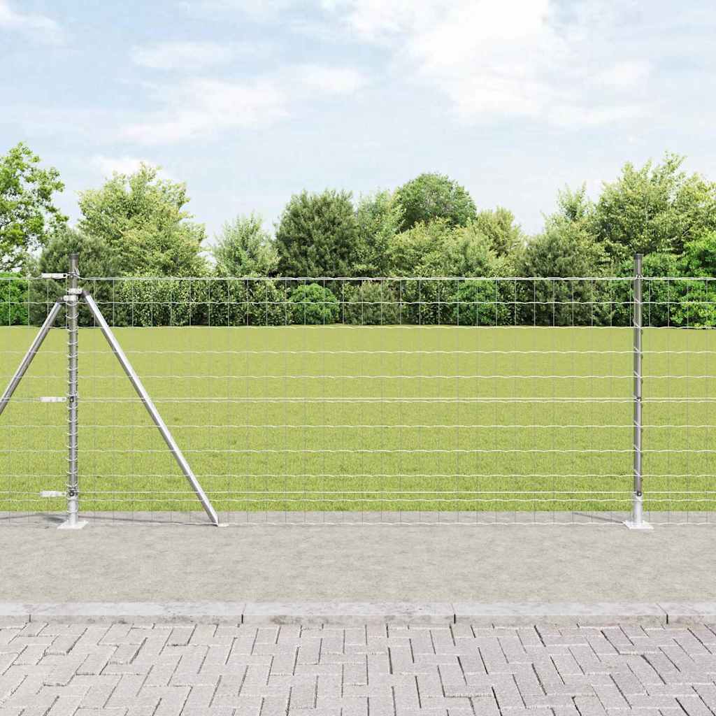 vidaXL Cerca Euro Exterior con Base de Concreto 10 x 0,8 m Plateado