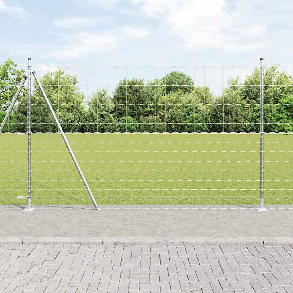 vidaXL Cerca Euro Exterior con Base de Concreto 10 x 1,6 m Plateado