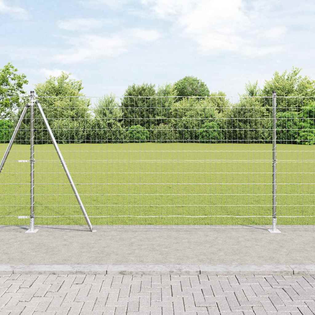 vidaXL Cerca Euro Exterior con Base de Concreto 25 x 1,2 m Plateado