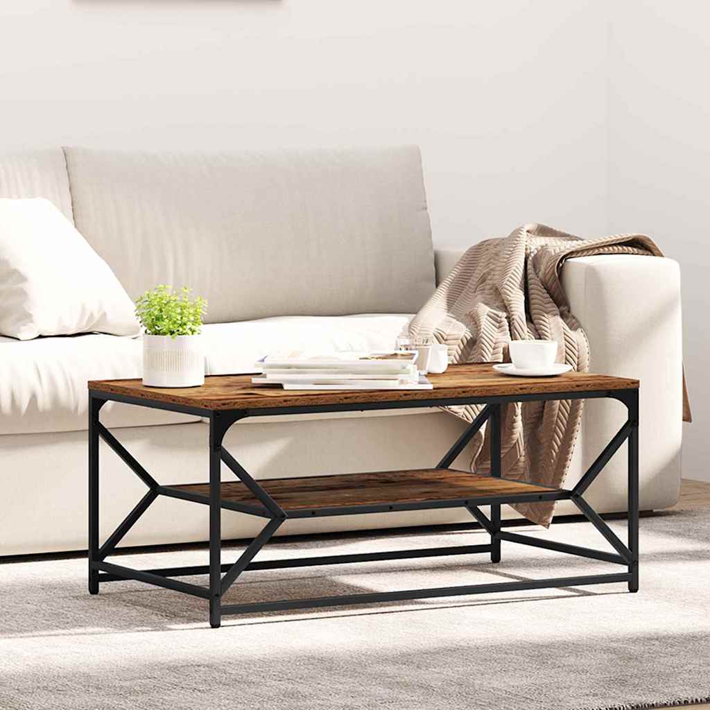 vidaXL Mesa de Café Madera envejecida 90 x 50 x 40 cm