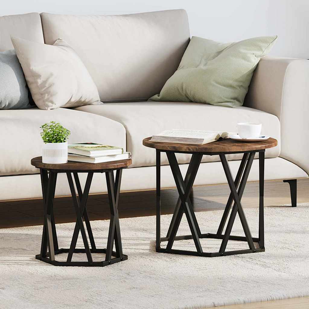 vidaXL Mesa lateral 2 uds. Roble ahumado 50 x 50 x 40 cm