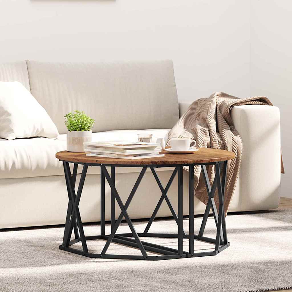 vidaXL Mesa de Café Madera envejecida 80 x 80 x 42 cm