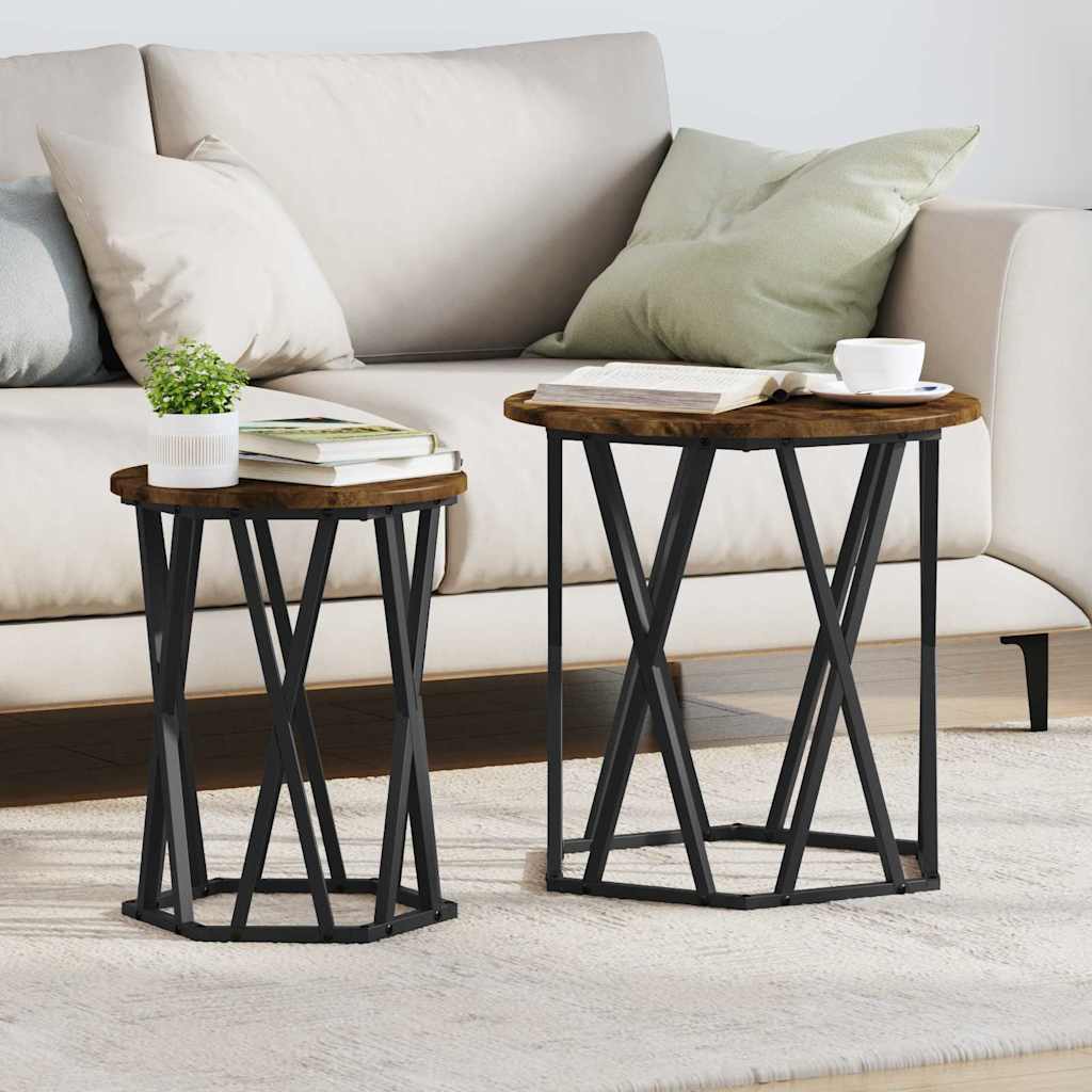 vidaXL Mesa de Café 2 uds. Roble ahumado 50 x 50 x 50 cm