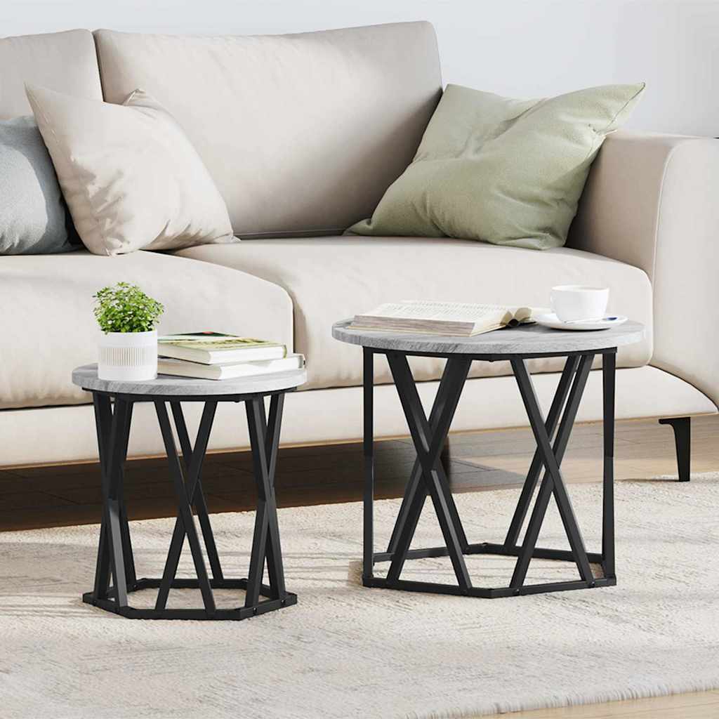 vidaXL Mesa de Café 2 uds. Gris Sonoma 50 x 50 x 50 cm