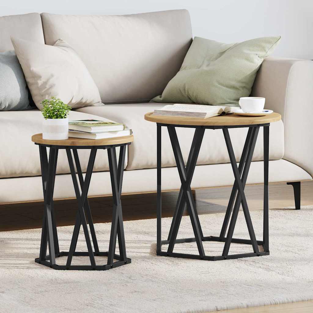 vidaXL Mesa de Café 2 uds. Roble artisan 50 x 50 x 50 cm