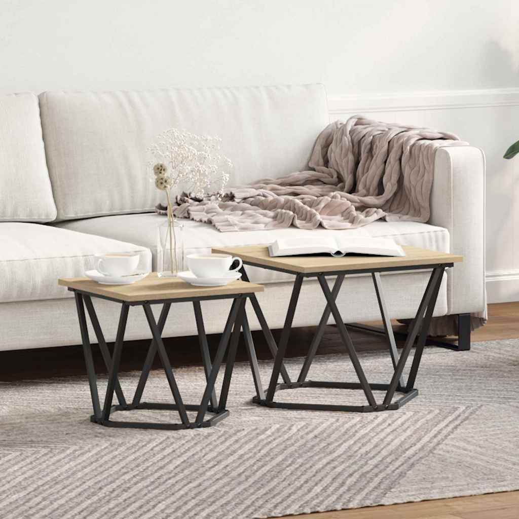 vidaXL Conjunto de mesas auxiliares 2 uds. Roble Sonoma