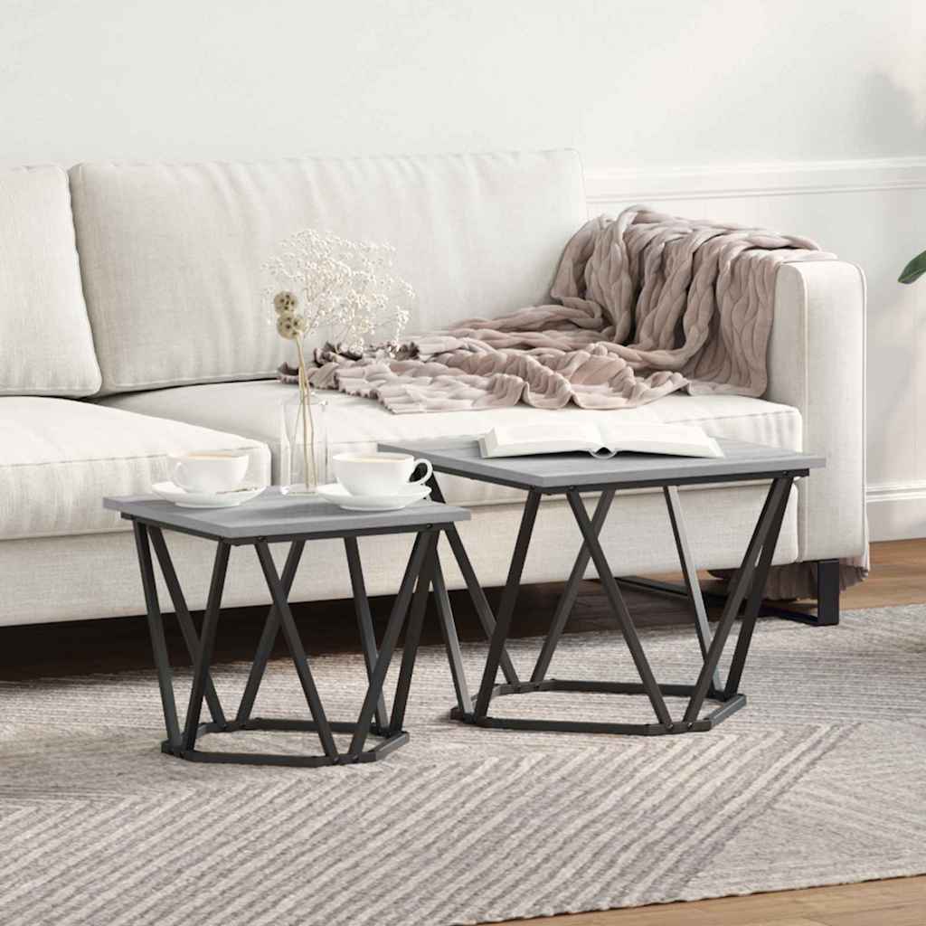 vidaXL Conjunto de mesas auxiliares 2 uds. Gris Sonoma 50 x 50 x 40 cm