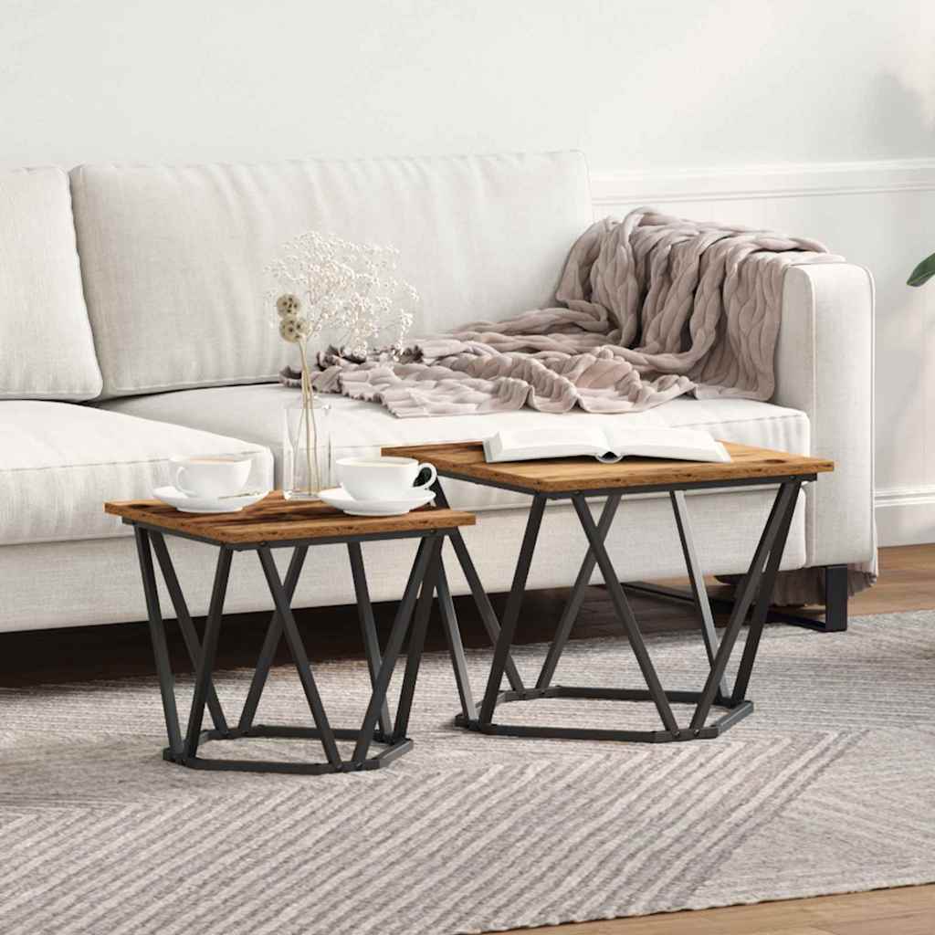 vidaXL Conjunto de mesas auxiliares 2 uds. madera reciclada