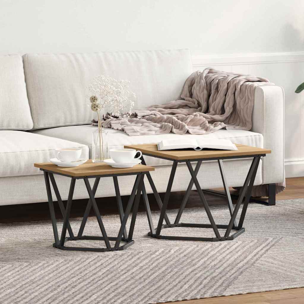 vidaXL Conjunto de mesas auxiliares 2 uds. Roble artisan