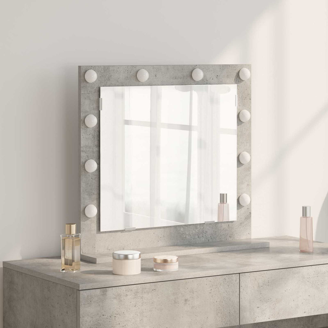vidaXL Espejo de Tocador Gris Concreto 60 x 55 x 18 cm Rectangular