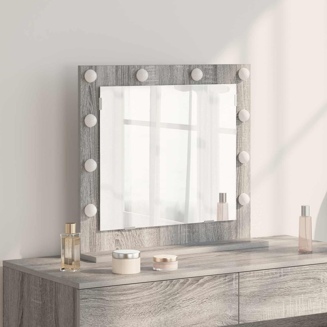 vidaXL Espejo de Tocador Gris Sonoma 60 x 55 x 18 cm Rectangular
