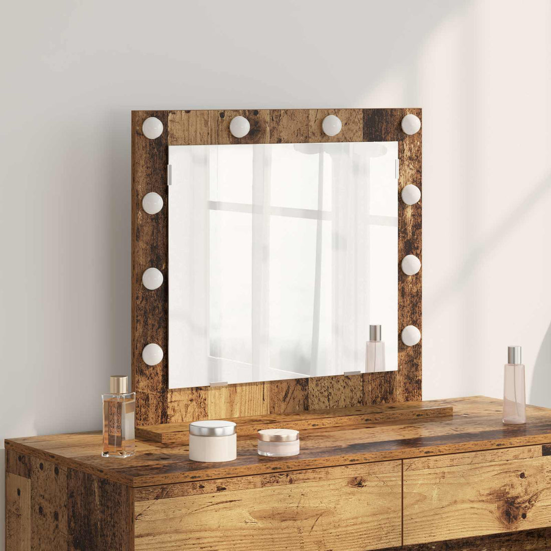 vidaXL Espejo de Tocador Madera vieja 60 x 55 x 18 cm Rectangular