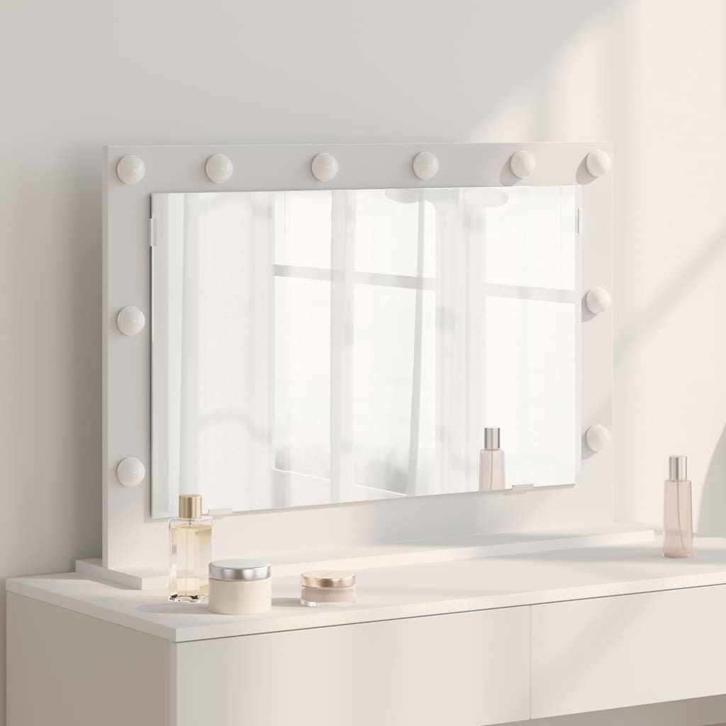 vidaXL Espejo de Tocador 80 x 15 x 18 cm Cristal y Madera Estructurada