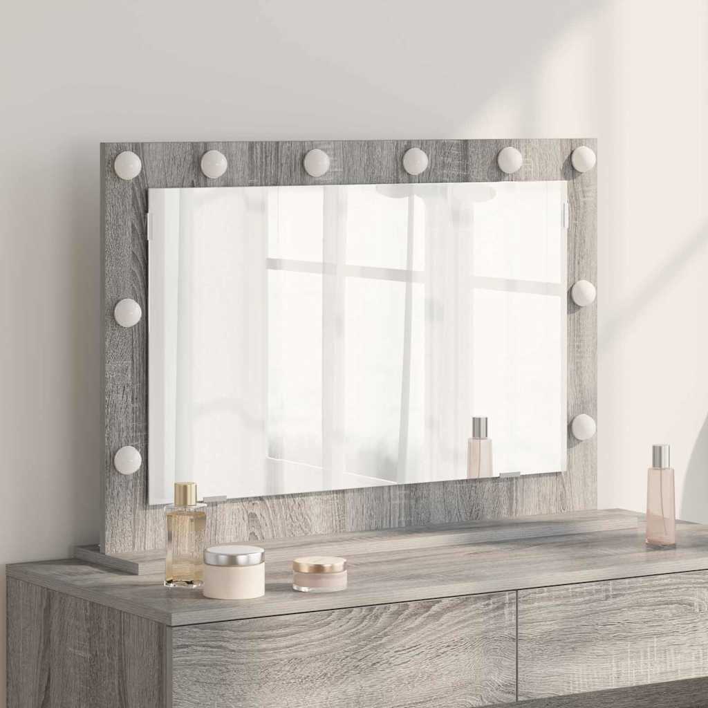 vidaXL Espejo de Tocador Gris Sonoma 80 x 55 x 18 cm Rectangular