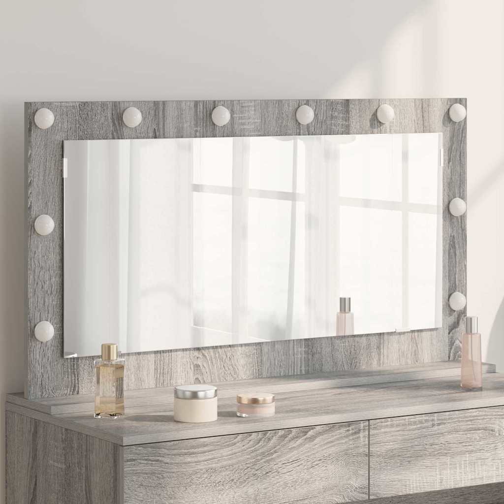 vidaXL Espejo de Tocador Gris Sonoma 100 x 55 x 18 cm Rectangular