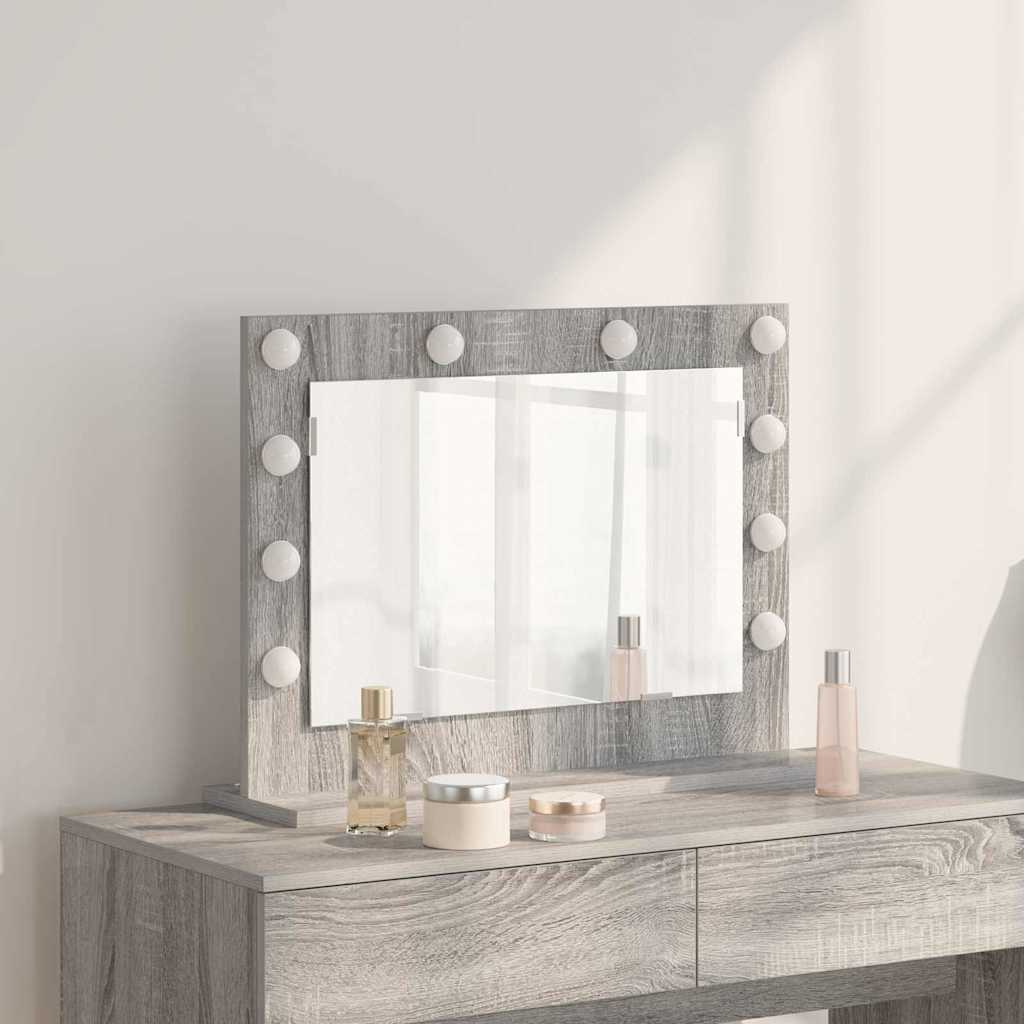vidaXL Espejo de Tocador Gris Sonoma 60 x 45 x 18 cm Rectangular