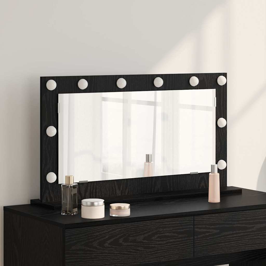 vidaXL Espejo de Tocador Roble Negro 80 x 45 x 18 cm Rectangular