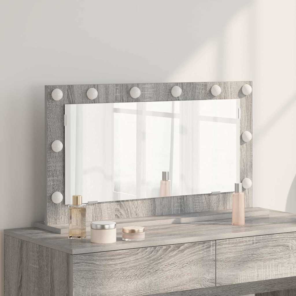 vidaXL Espejo de Tocador Gris Sonoma 80 x 45 x 18 cm Rectangular