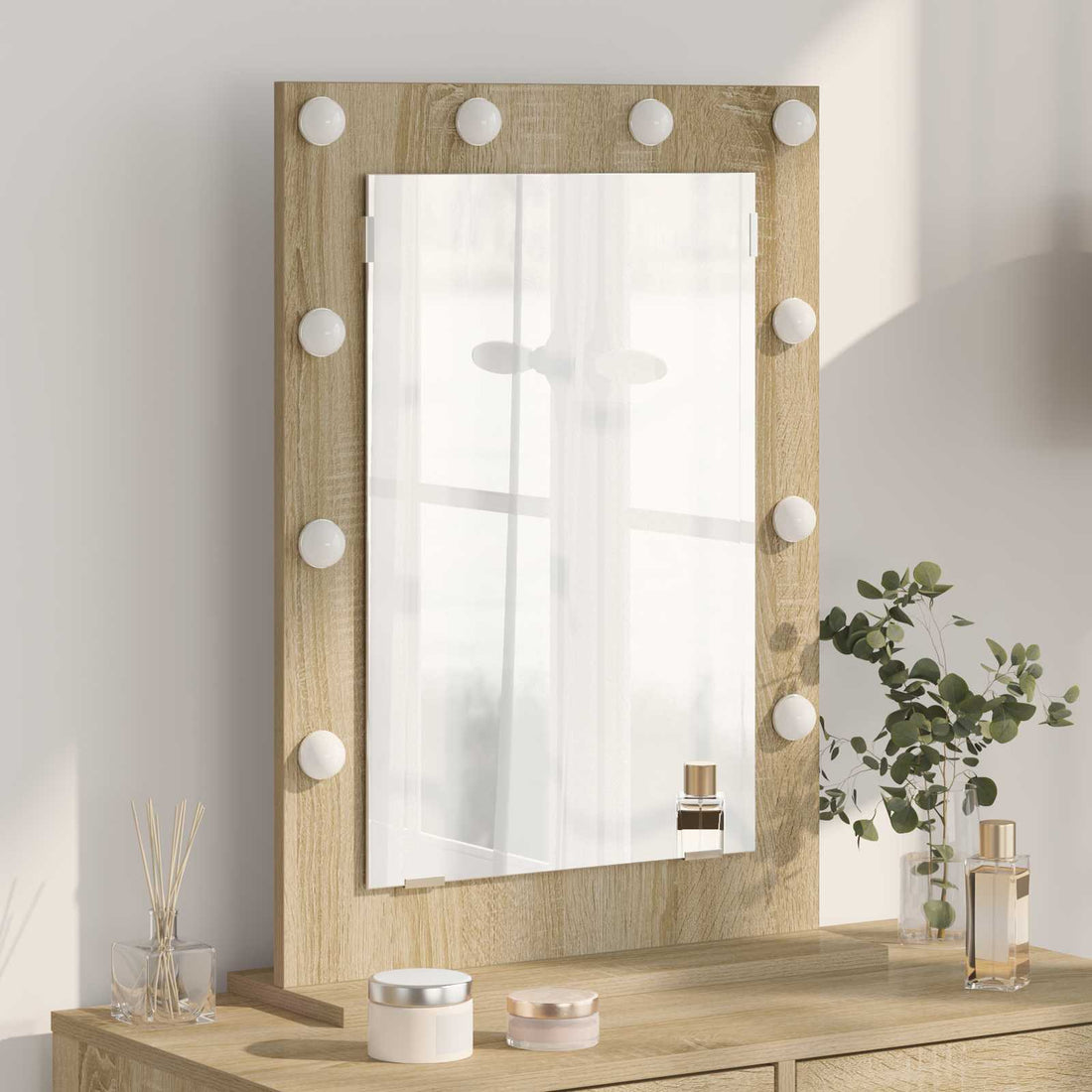 vidaXL Espejo de Tocador Roble Sonoma 70 x 50 x 18 cm Rectangular