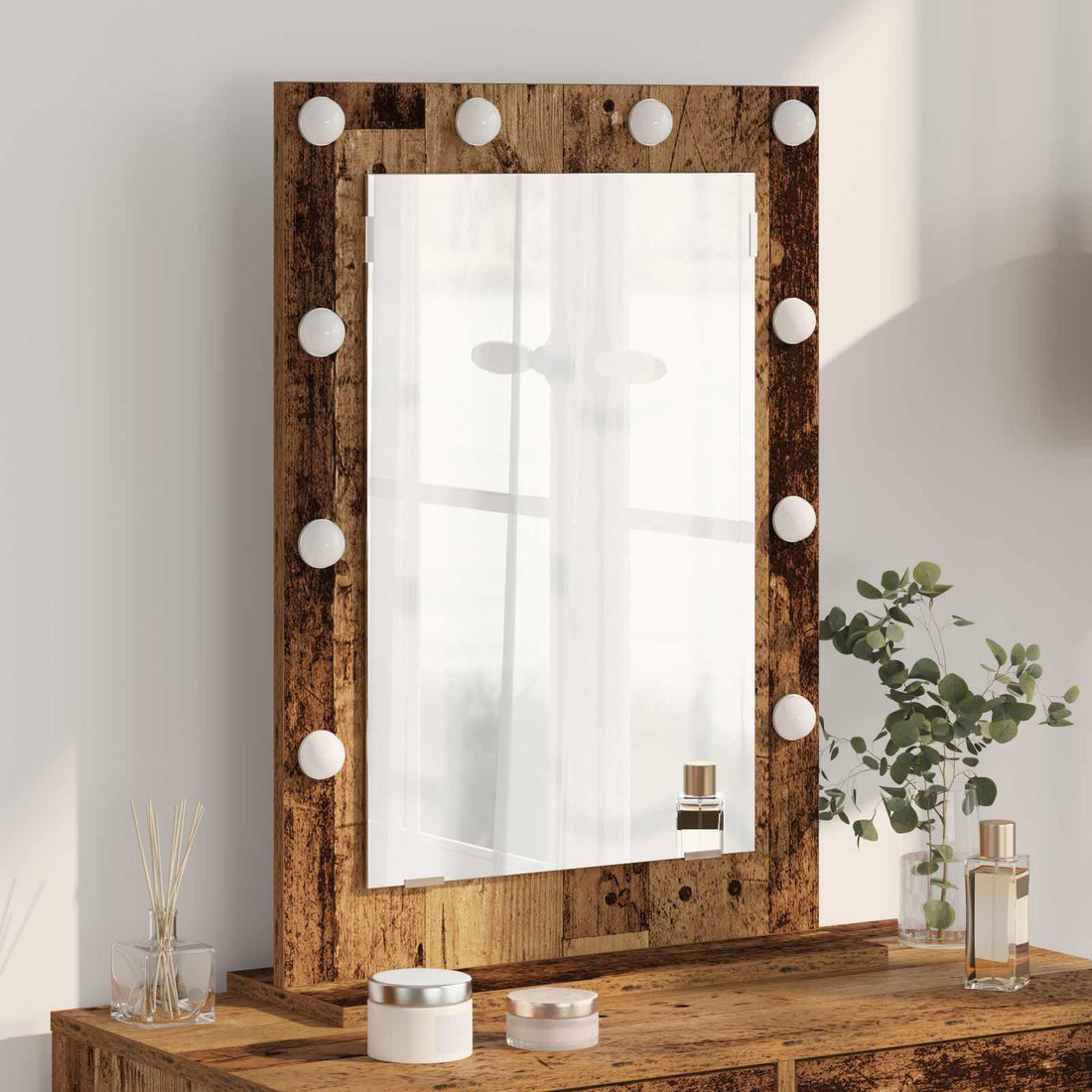 vidaXL Espejo de Tocador Madera vieja 70 x 50 x 18 cm Rectangular