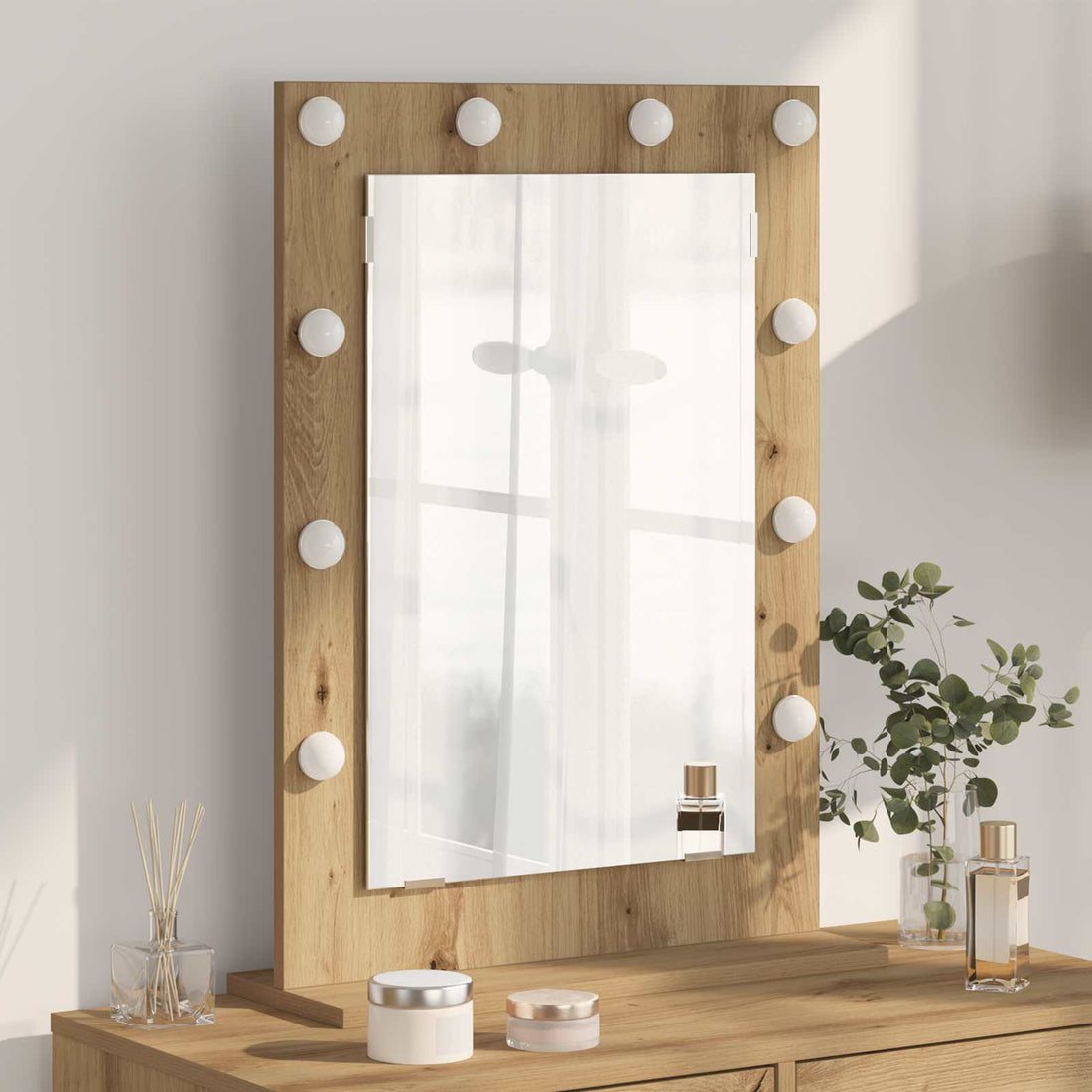 vidaXL Espejo de Tocador Roble artisan 70 x 50 x 18 cm Rectangular