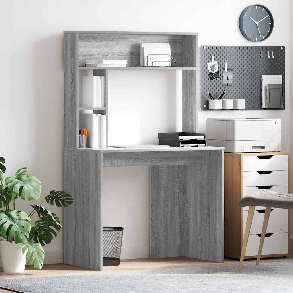 vidaXL Escritorio Gris Sonoma 91 x 50 x 149 cm Madera de ingeniería