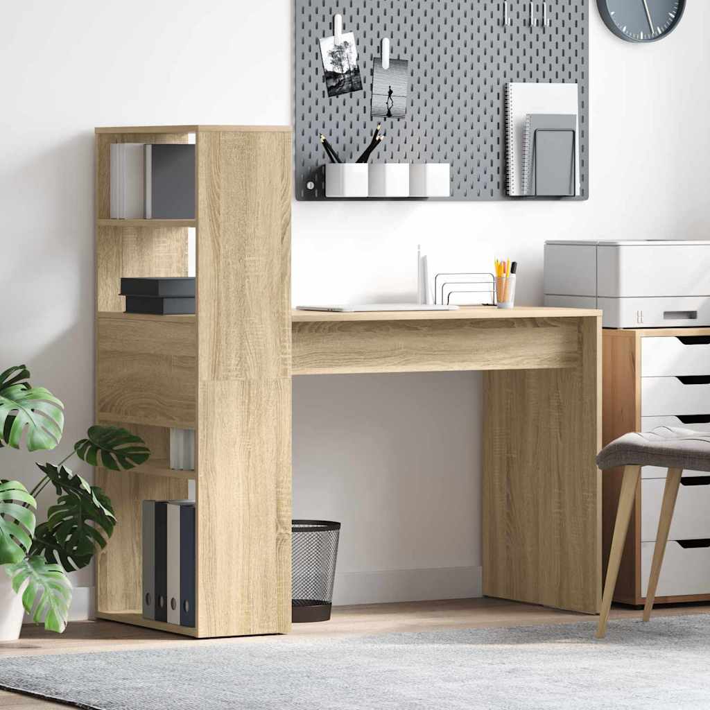 vidaXL Escritorio Roble Sonoma Madera de ingeniería 113 x 54 x 120 cm