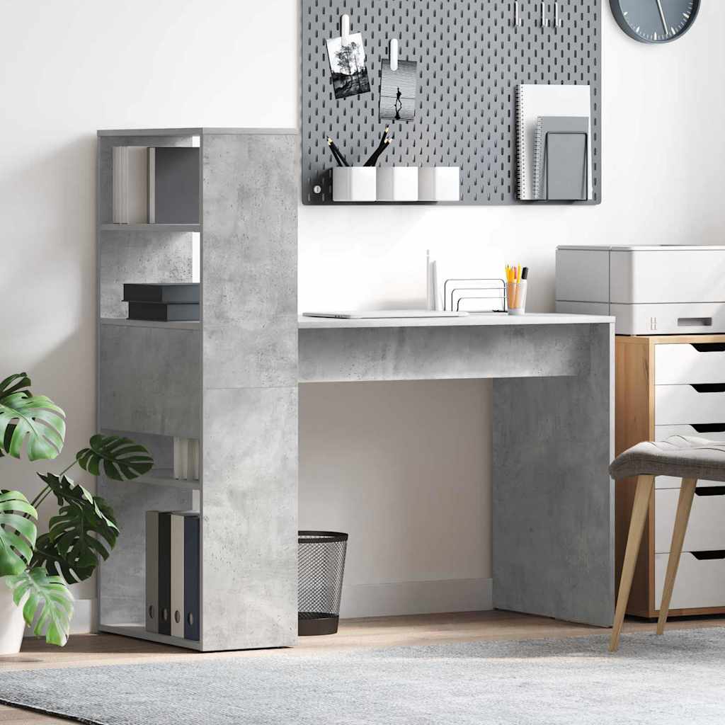 vidaXL Escritorio Gris Concreto Madera de ingeniería 113 x 54 x 120 cm