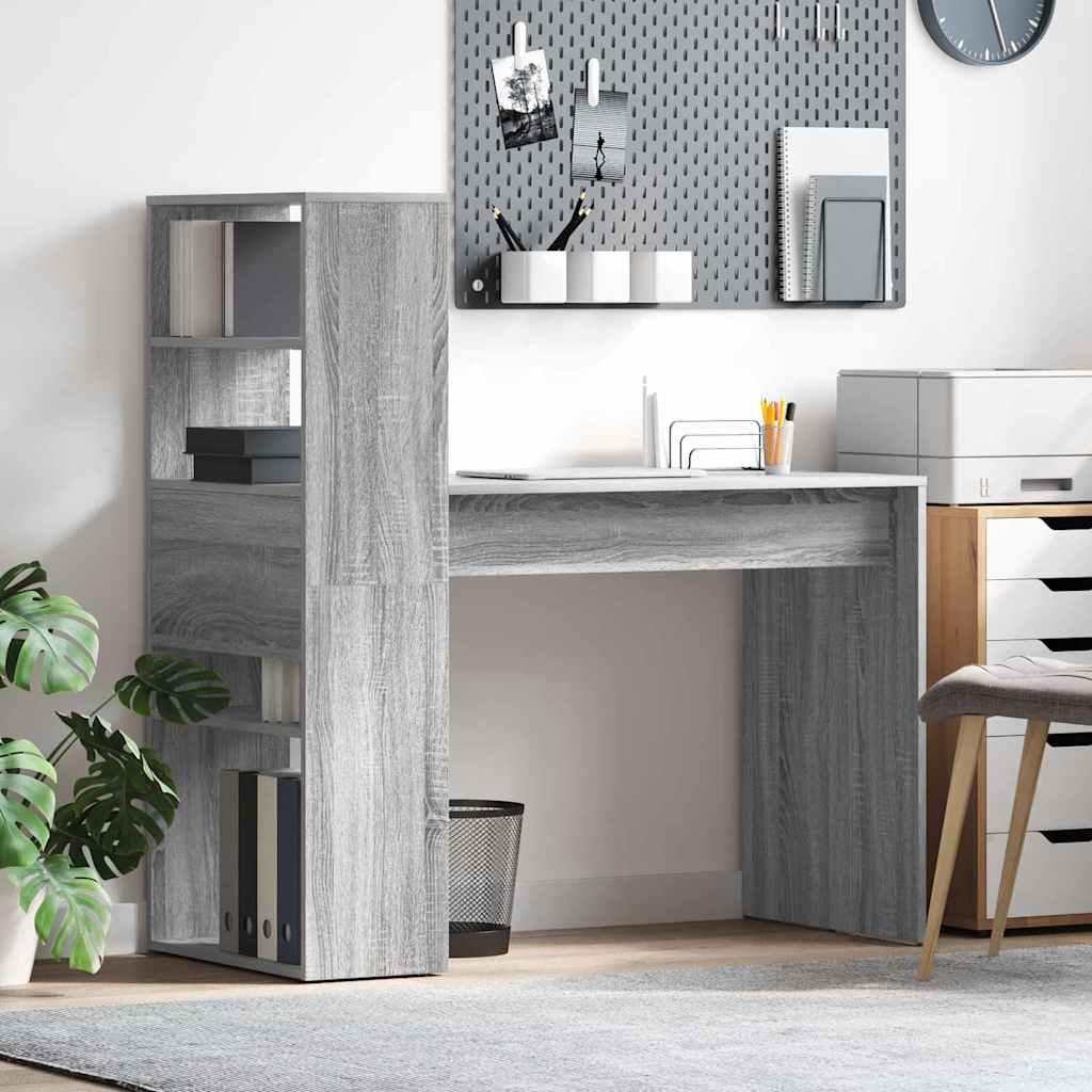 vidaXL Escritorio Gris Sonoma Madera de ingeniería 113 x 54 x 120 cm