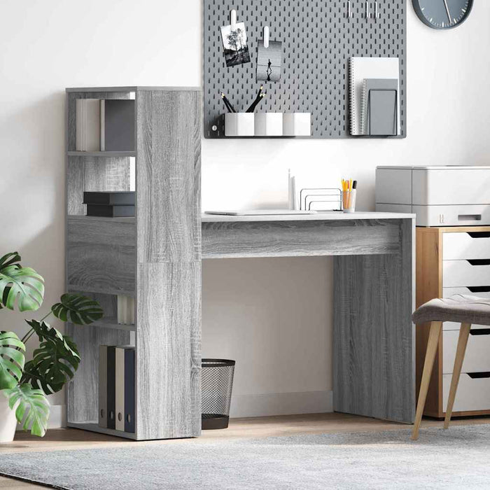 vidaXL Escritorio Gris Sonoma Madera de ingeniería 113 x 54 x 120 cm