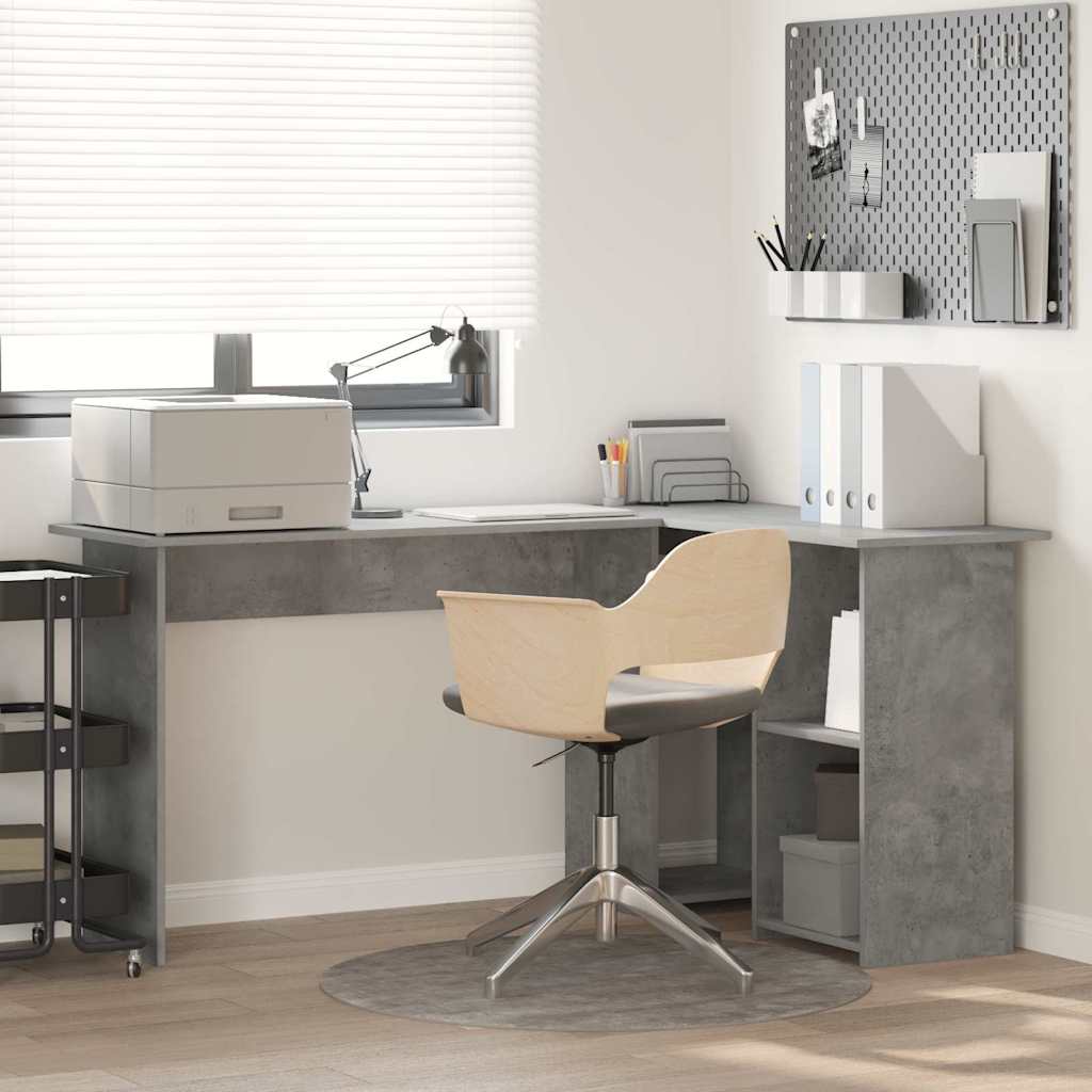 vidaXL Escritorio Gris Concreto 142 x 102 x 73 cm Madera de ingeniería