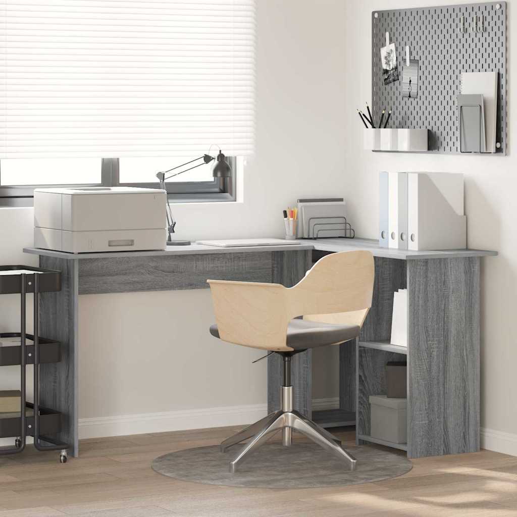 vidaXL Escritorio Gris Sonoma 142 x 102 x 73 cm Madera de ingeniería