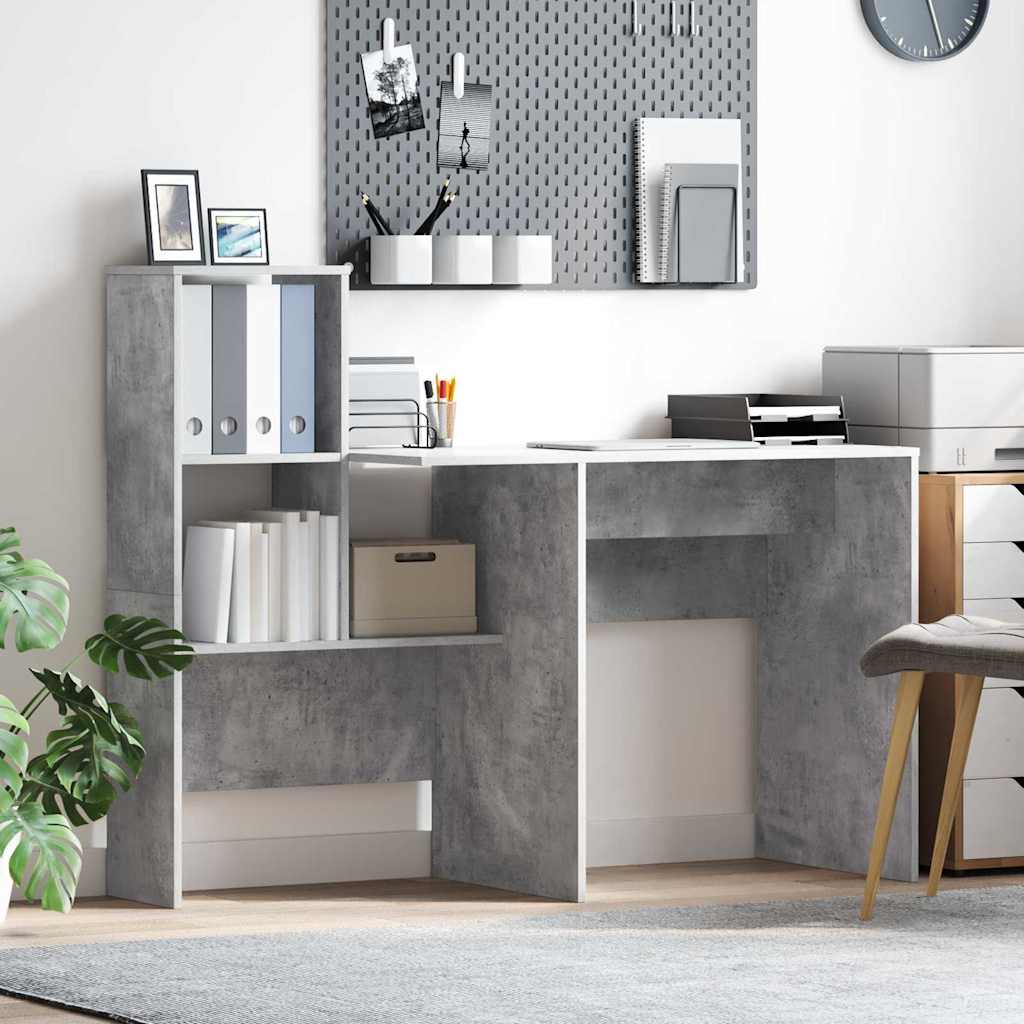 vidaXL Escritorio Gris Concreto Madera de ingeniería