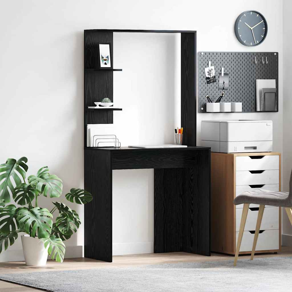 vidaXL Escritorio Roble Negro Madera de ingeniería