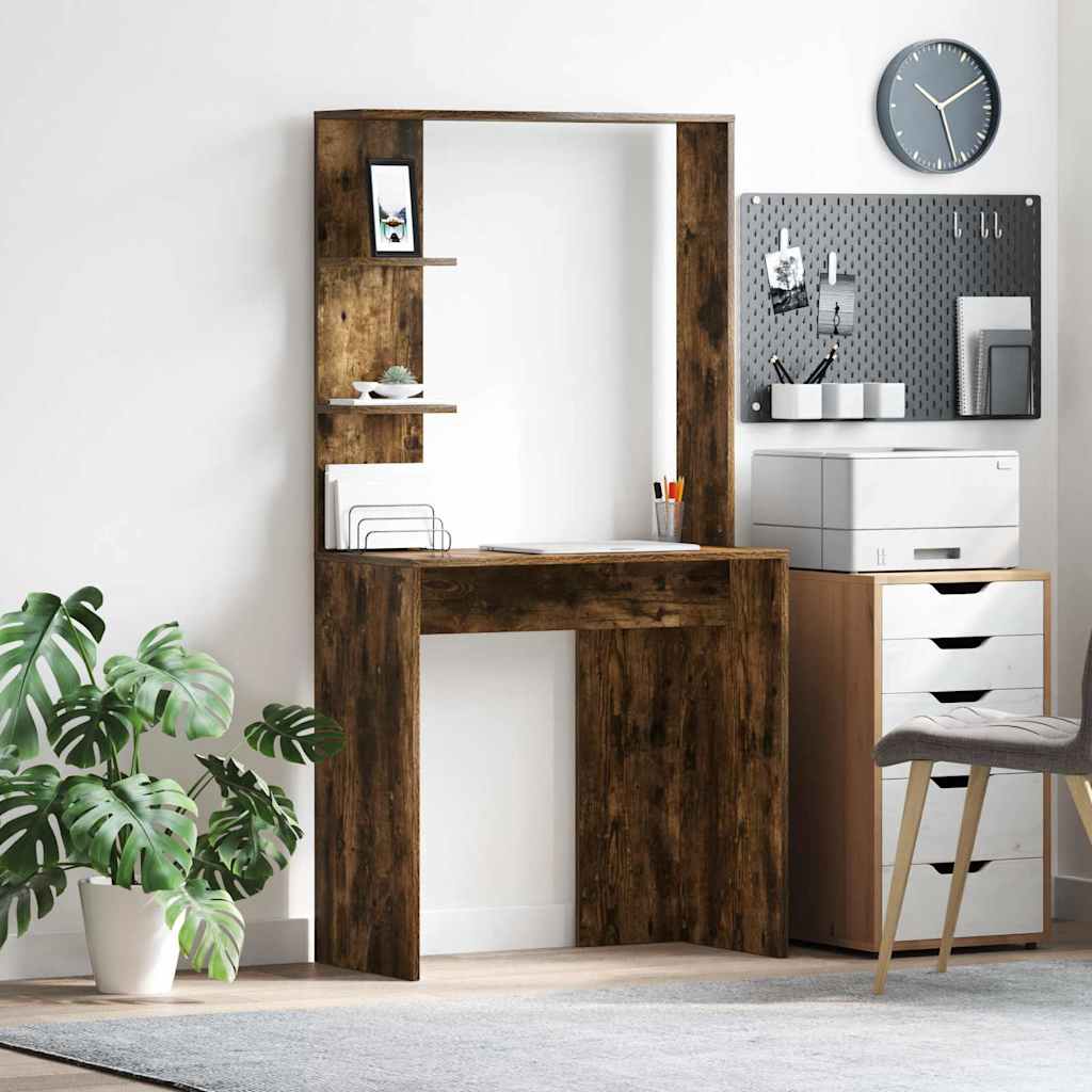 vidaXL Escritorio Roble ahumado Madera de ingeniería