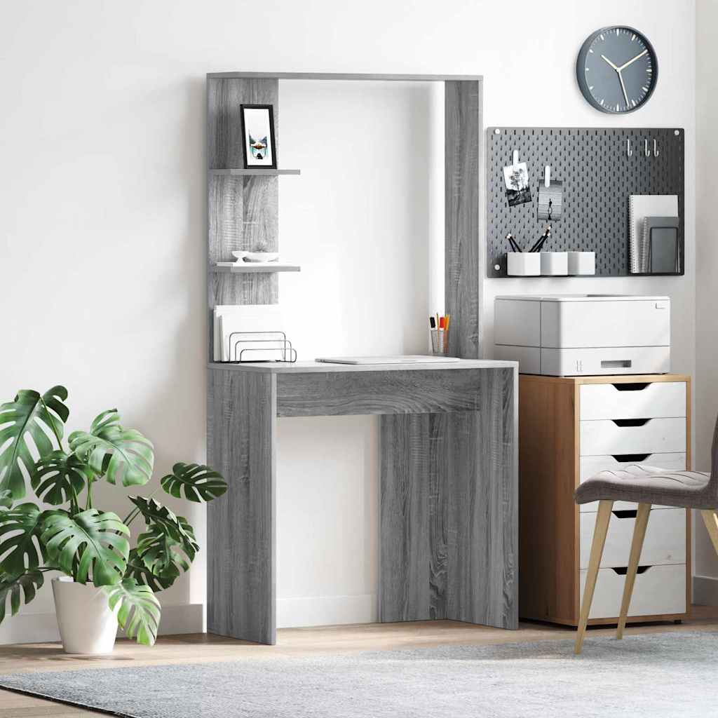vidaXL Escritorio Gris Sonoma Madera de ingeniería