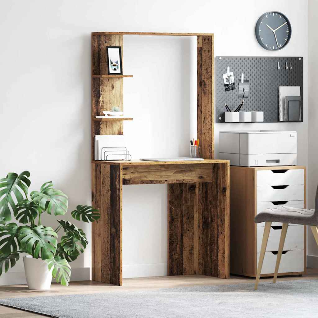 vidaXL Escritorio Madera envejecida Madera de ingeniería