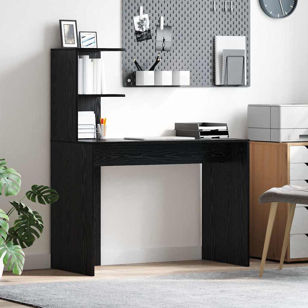 vidaXL Escritorio Roble Negro 102 x 50 x 124 cm Madera de ingeniería
