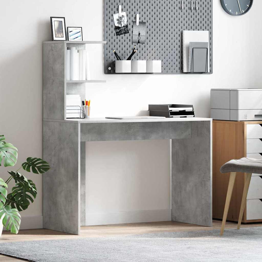 vidaXL Escritorio Gris Concreto 102 x 50 x 124 cm Madera de ingeniería