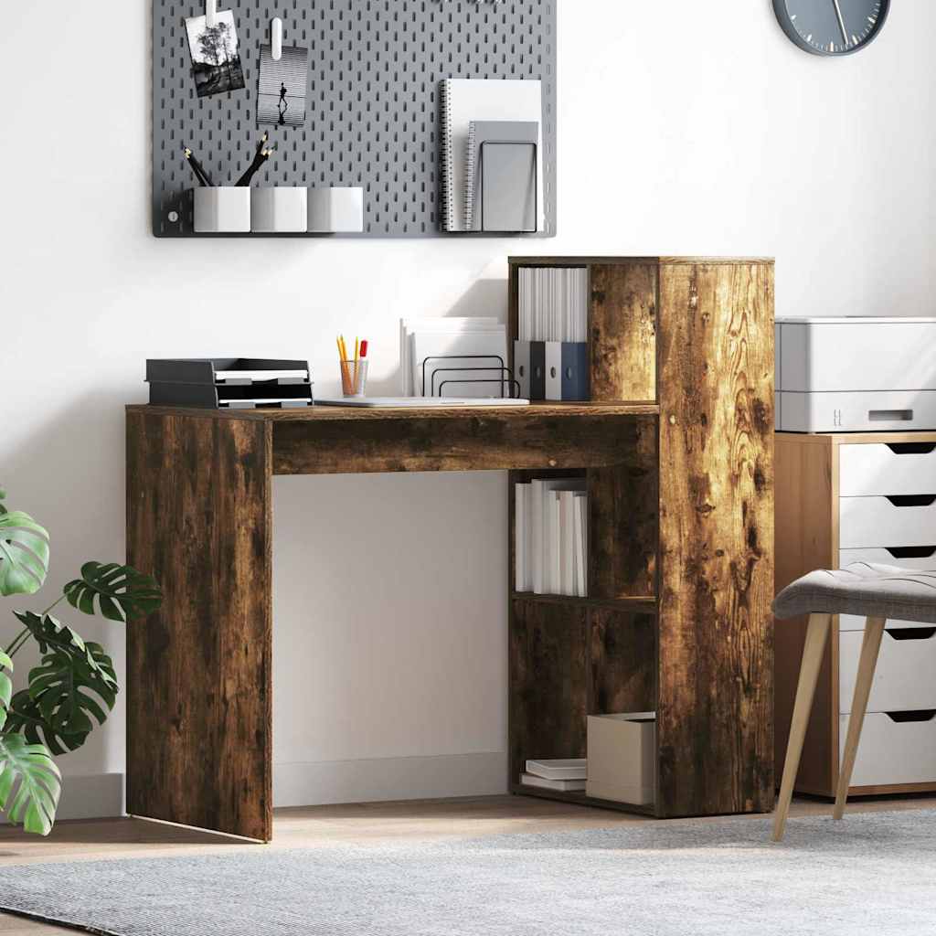 vidaXL Escritorio Roble ahumado Madera de ingeniería